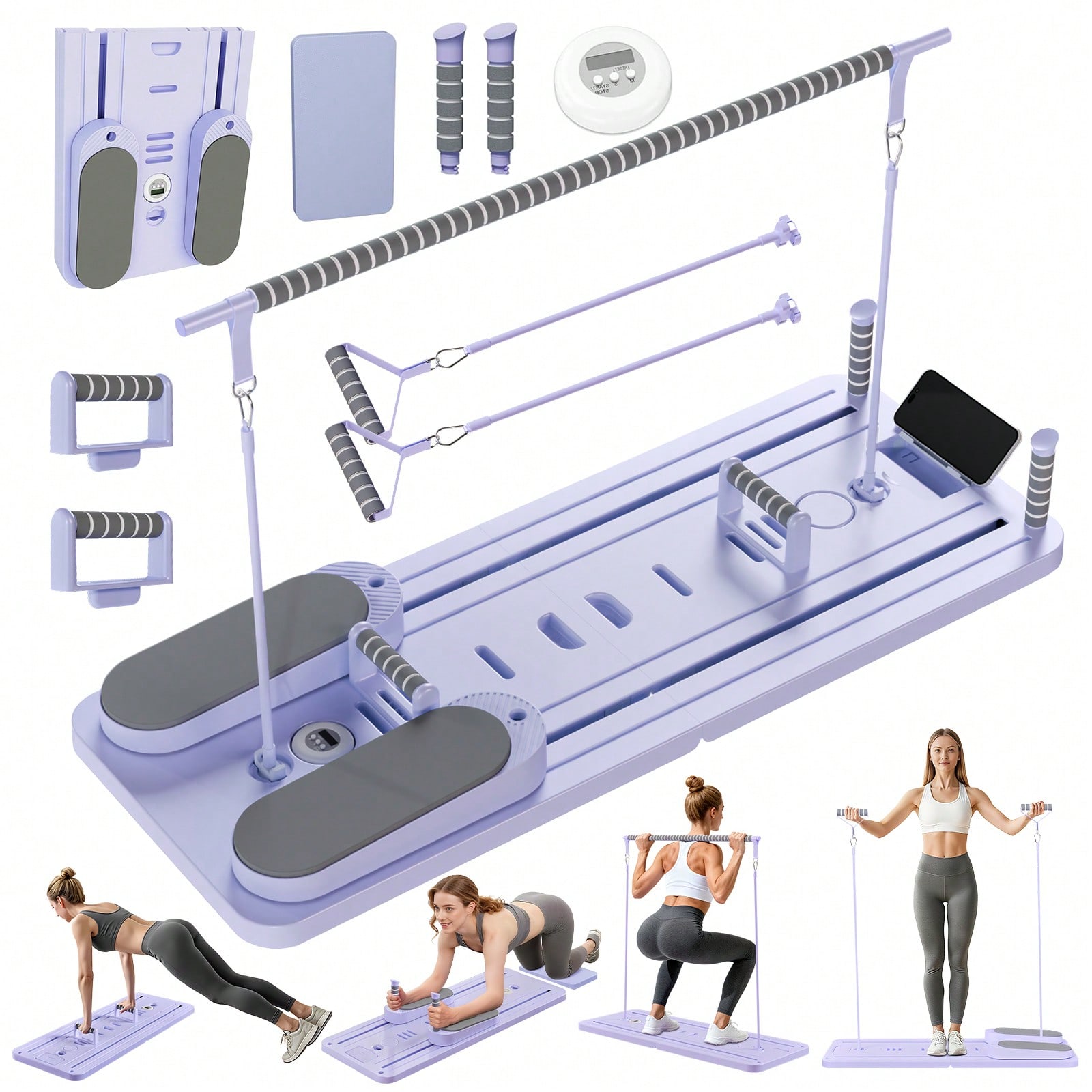 Fitness Equipment - Reformer de Pilates con Barra, Tabla