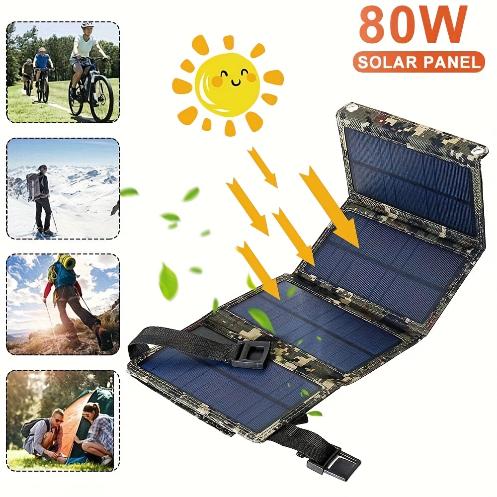 Camping - Panel Solar Portátil Plegable de 80W