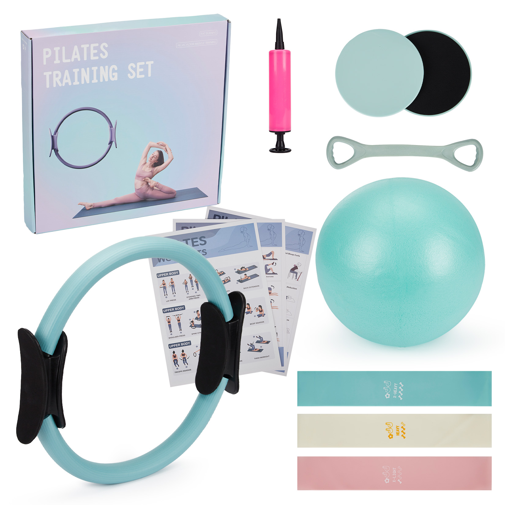 Pilates Bar Kit With Resistance Bands - Set de Entrenamiento de Pilates, Anillo