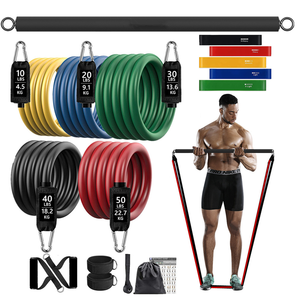Pilates Bar Kit With Resistance Bands - Banda elástica de resistencia para glúteos,