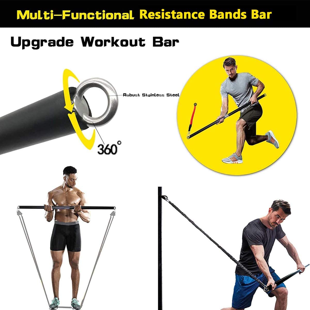 Banda elástica de resistencia  - Pilates Bar Kit With Resistance Bands reseña y precio